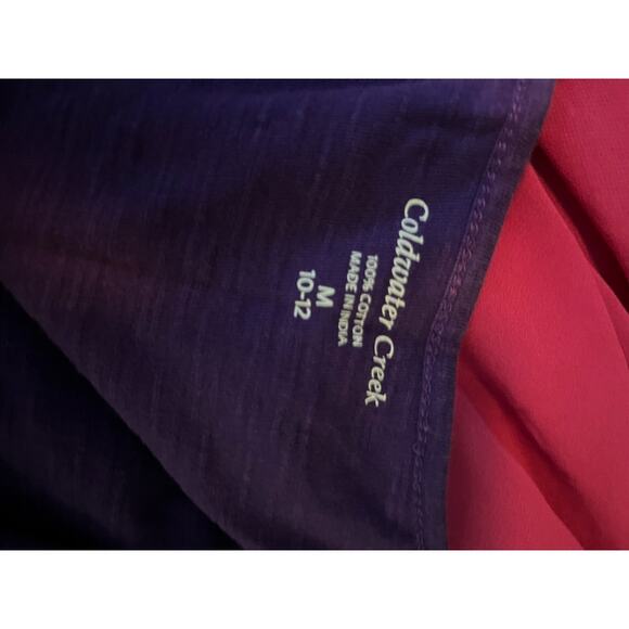 Coldwater Creek purple beaded neckline 100% cotton‎ knit top M Perfect Classy - Picture 2 of 5